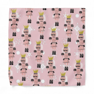 Christmas Nutcracker Hand Drawn Pink Soldier Bandana