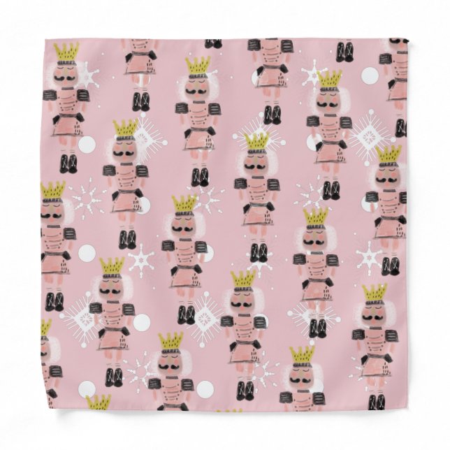 Christmas Nutcracker Hand Drawn Pink Soldier   Bandana (Front)