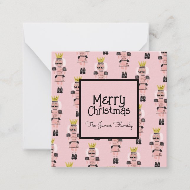 Christmas Nutcracker Hand Drawn Pink Soldier  Note Card (Front)