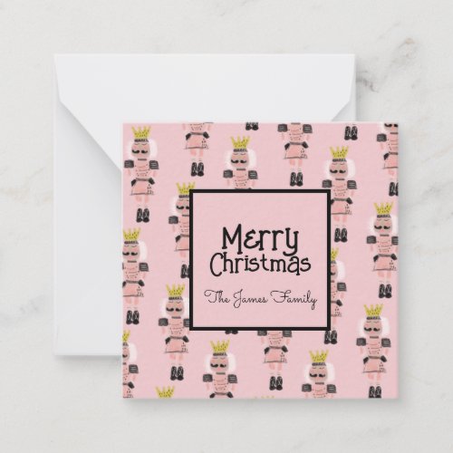 Christmas Nutcracker Hand Drawn Pink Soldier  Note Card