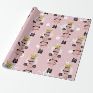 Christmas Nutcracker Hand Drawn Pink Soldier Wrapping Paper