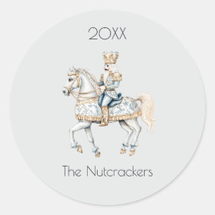 Christmas Nutcracker Horse Watercolor Classic Round Sticker