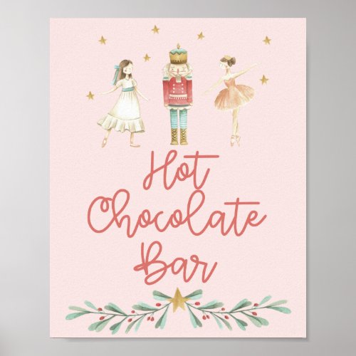 Christmas Nutcracker Hot Chocolate Bar Pink Poster