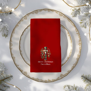 Christmas Nutcracker Merry Christmas Typography 2 Cloth Napkin