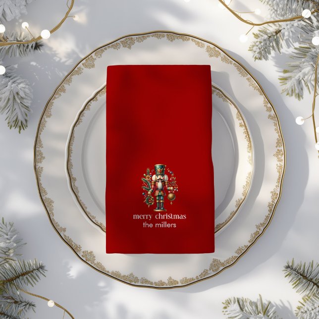 Christmas Nutcracker Merry Christmas Typography 2 Cloth Napkin (Creator Uploaded)