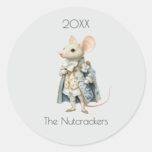 Christmas Nutcracker Mouse King Watercolor  Classic Round Sticker (Front)
