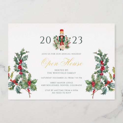 Christmas Nutcracker Open House Holiday Gold Foil Invitation