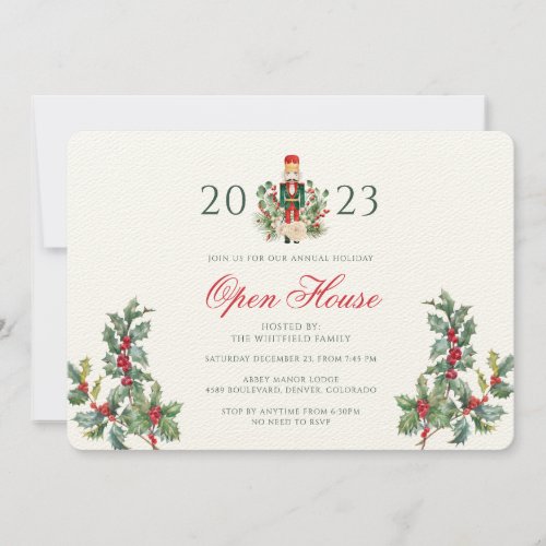 Christmas Nutcracker Open House Red Berries Invitation