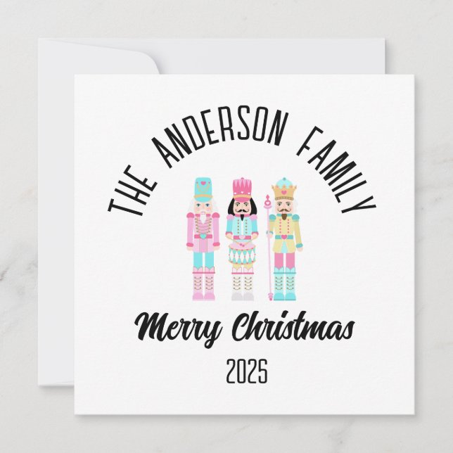 Christmas Nutcracker Pastel Personalized Name Holiday Card (Front)