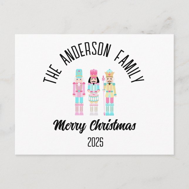 Christmas Nutcracker Pastel Personalized Name Holiday Postcard (Front)