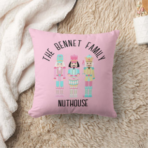 Christmas Nutcracker Pastel Personalized Name Throw Pillow