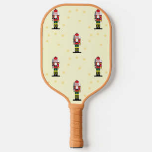 Christmas nutcracker pattern on yellow pickleball paddle