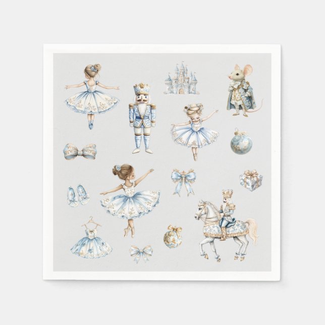 Christmas Nutcracker Pattern Watercolor Napkins (Front)