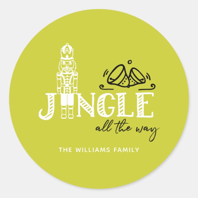 Christmas Nutcracker Personalized Joy Classic Round Sticker (Front)