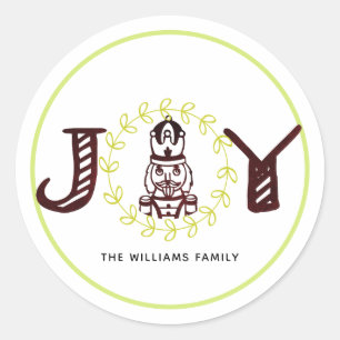 Christmas Nutcracker Personalized Joy Classic Round Sticker