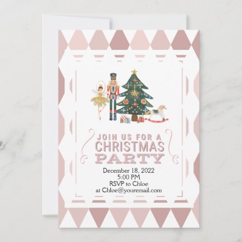 Christmas Nutcracker Pink Shapes Invitation