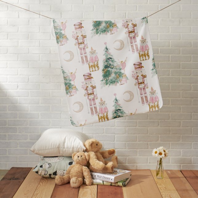 Christmas Nutcracker pink winter wonderland  Baby Blanket (In Situ)