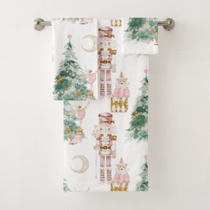 Christmas Nutcracker pink winter wonderland  Bath Towel Set