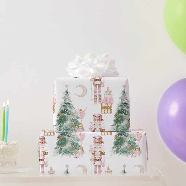 Christmas Nutcracker pink winter wonderland  Wrapping Paper (Party Gifts)
