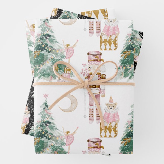 Christmas Nutcracker pink winter wonderland  Wrapping Paper Sheets (In situ)