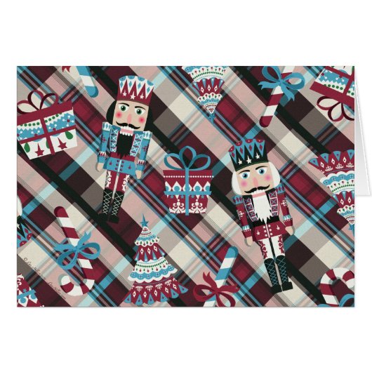 Christmas Nutcracker Plaid Blue Burgundy (Front Horizontal)