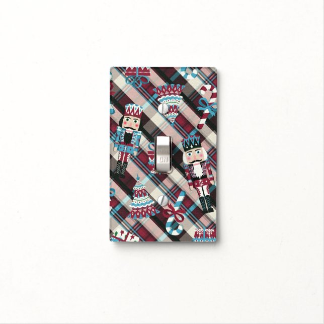 Christmas Nutcracker Plaid Light Switch Cover (In Situ)