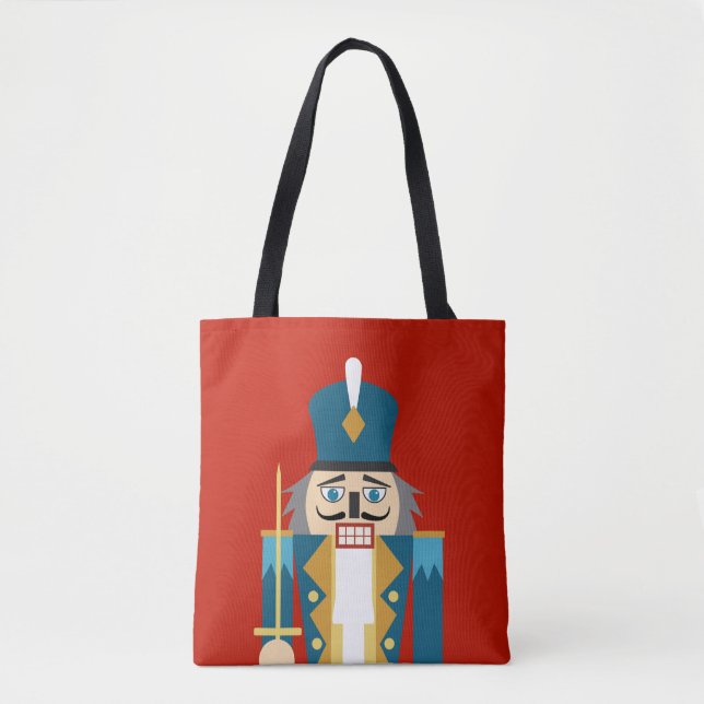 Christmas Nutcracker Red Background Pillow Case Tote Bag (Front)