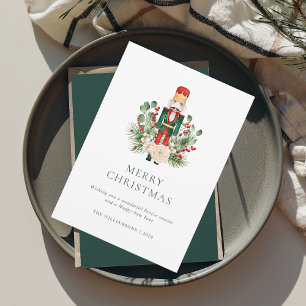 Christmas Nutcracker Red Berries Elegant Holiday Card