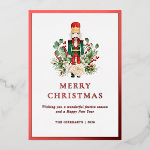 Christmas Nutcracker Red Elegant Foil Holiday Card