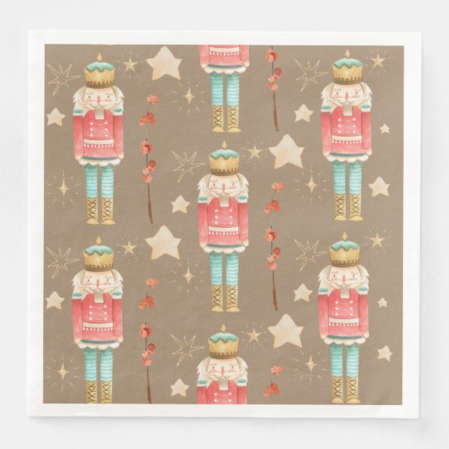Christmas Nutcracker Rustic Kraft Paper Dinner Napkins (Front)