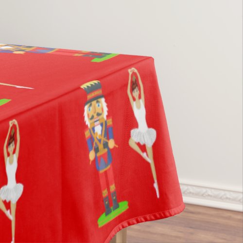 Christmas Nutcracker Soldier  Ballerine on Red Tablecloth