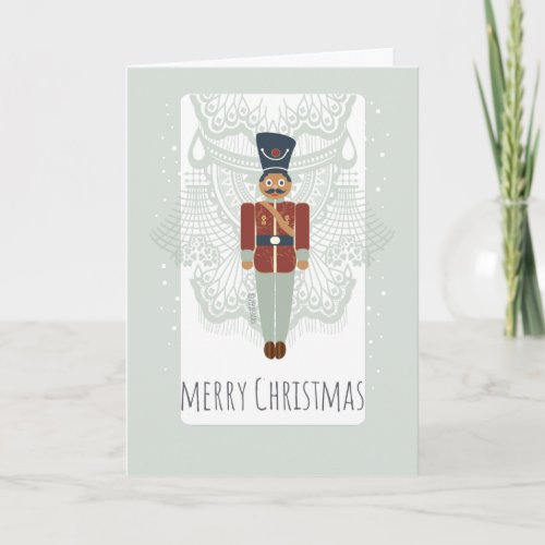 Christmas nutcracker soldier vintage lace and toy holiday card