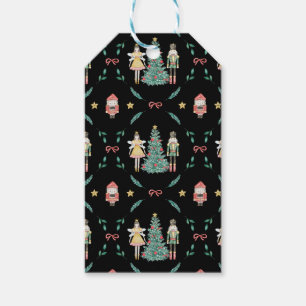 Christmas Nutcracker Soldiers & Fairies on Black Gift Tags