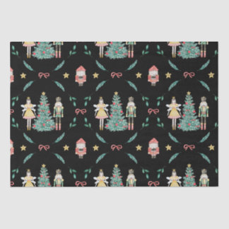 Christmas Nutcracker Soldiers & Fairies on Black Tissue Paper