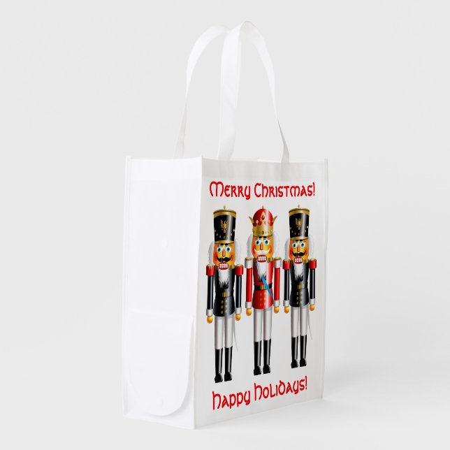 Christmas Nutcracker Soldiers Guard Grocery Bag (Front Side)