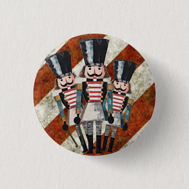 Christmas Nutcracker Soldiers Stripes  Button (Front)