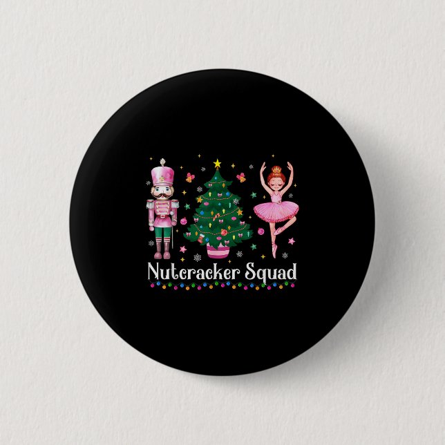 Christmas Nutcracker Squad Ballet Dance Women Kids Button (Front)