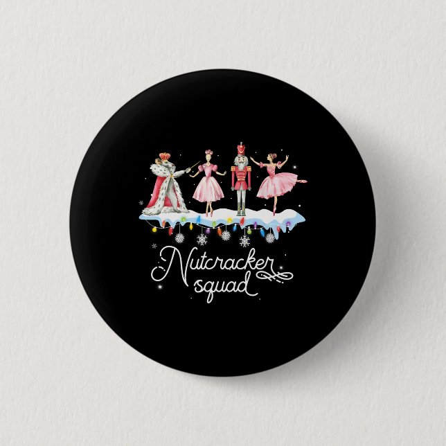Christmas Nutcracker Squad Ballet Dance Women Kids Button (Front)