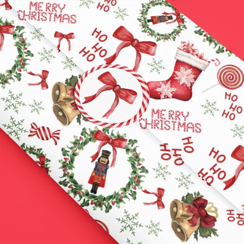 Christmas Nutcracker Stockings Red Tissue Paper