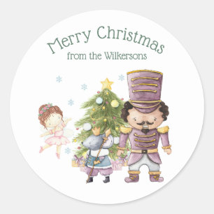 Christmas Nutcracker Sugar Plum Fairy & Mouse King Classic Round Sticker