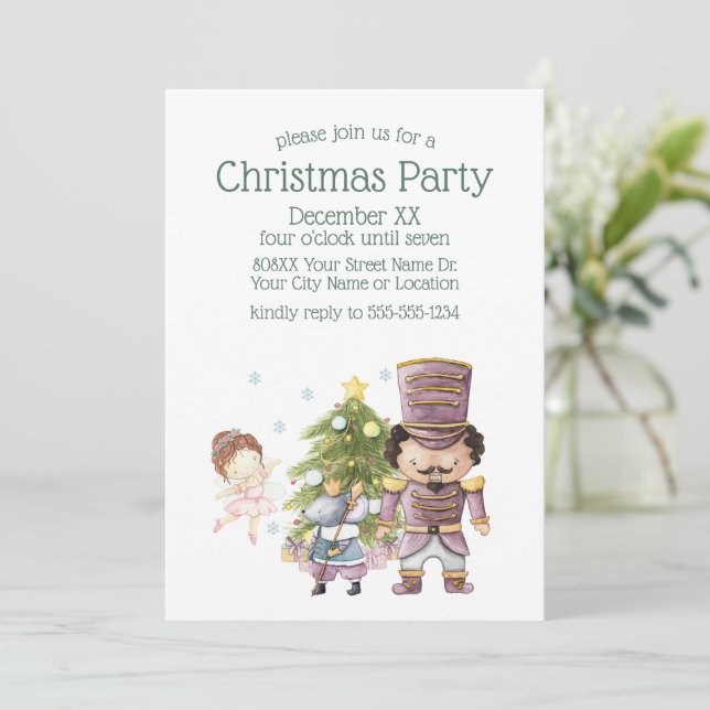 Christmas Nutcracker Sugar Plum Fairy & Mouse King Invitation (Standing Front)