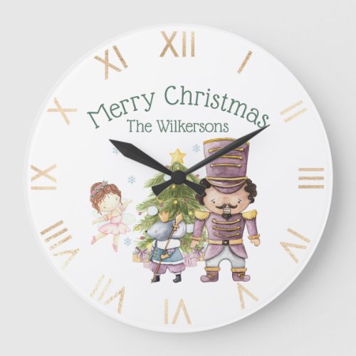 Christmas Nutcracker Sugar Plum Fairy  Mouse King Large Clock