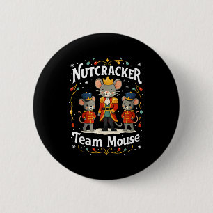 Christmas Nutcracker Team Mouse Funny Soldier Xmas Button