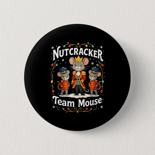 Christmas Nutcracker Team Mouse Funny Soldier Xmas Button (Front)