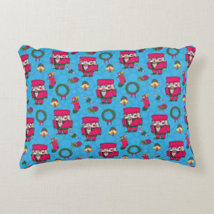 Christmas Nutcracker toy,Blue snowflake pattern Accent Pillow