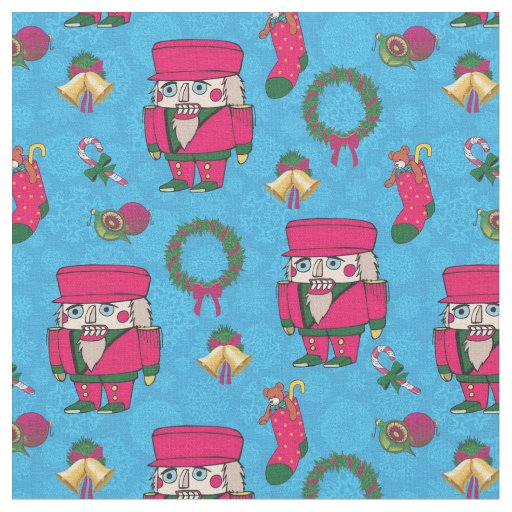 Christmas Nutcracker toy,Blue snowflake pattern Fabric
