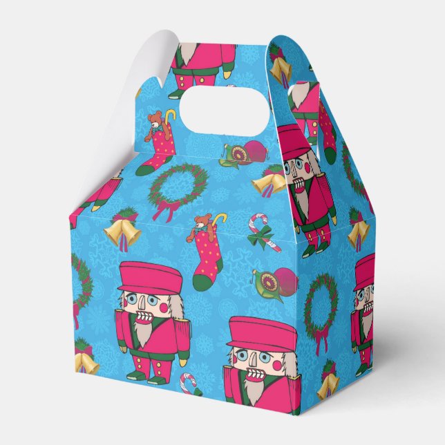 Christmas Nutcracker toy,Blue snowflake pattern Favor Boxes (Front Side)