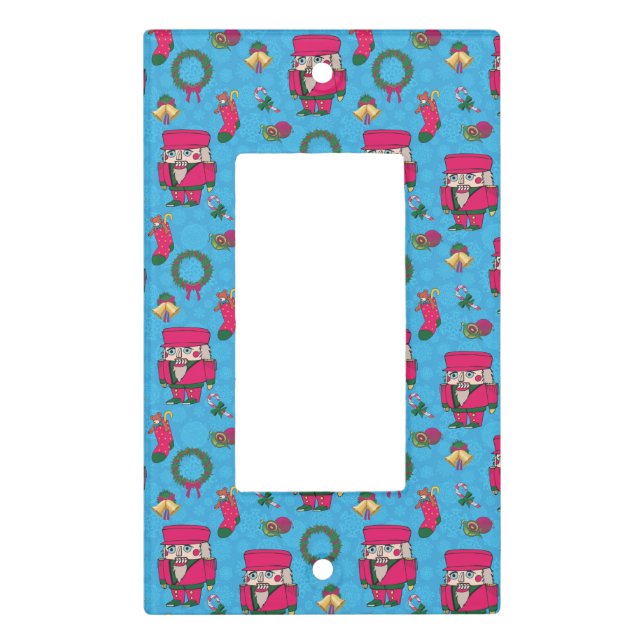 Christmas Nutcracker toy,Blue snowflake pattern Light Switch Cover (Front)