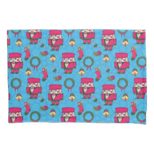 Christmas Nutcracker toy,Blue snowflake pattern Pillow Case