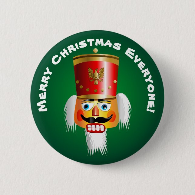 Christmas Nutcracker Toy-Soldier Cartoon Button (Front)